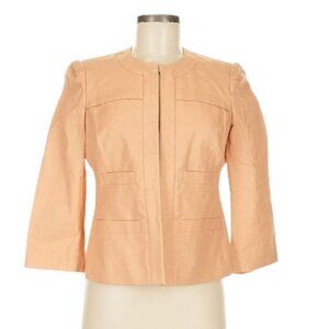Victor Alfaro Linen Blend Collarless Blazer – Size 10P – Nude Beige Peach Tone